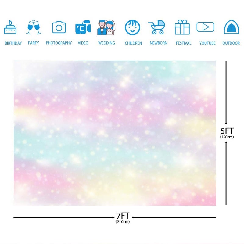 Ticuenicoa Glitter Rainbow Photo Backdrop Watercolor Newborn Photography Background 7x5ft Colorful 1st Birthday Backdrop Girl Party Decorations Baby Shower Supplies Cake Table Banner Bokeh Photo Booth Props - Image 5